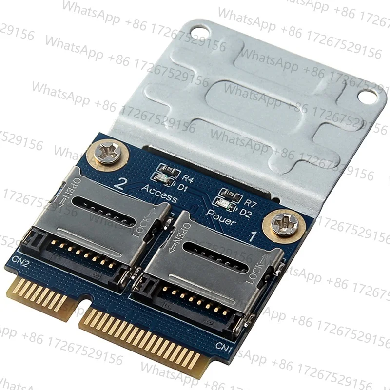 ABMO 2 SSD HDD for Laptop Dual Micro- SD SDHC SDXC TF to Mini PCIe Memory Card Reader MPCIe to 2 Mini-Sdcards Mini Pci-E Adapter