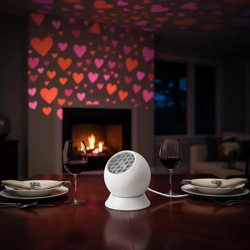 Portable Love Heart Dynamic Projection Night Light Romantic Dimmable Glow for Bedroom Home Daily Decor Gift