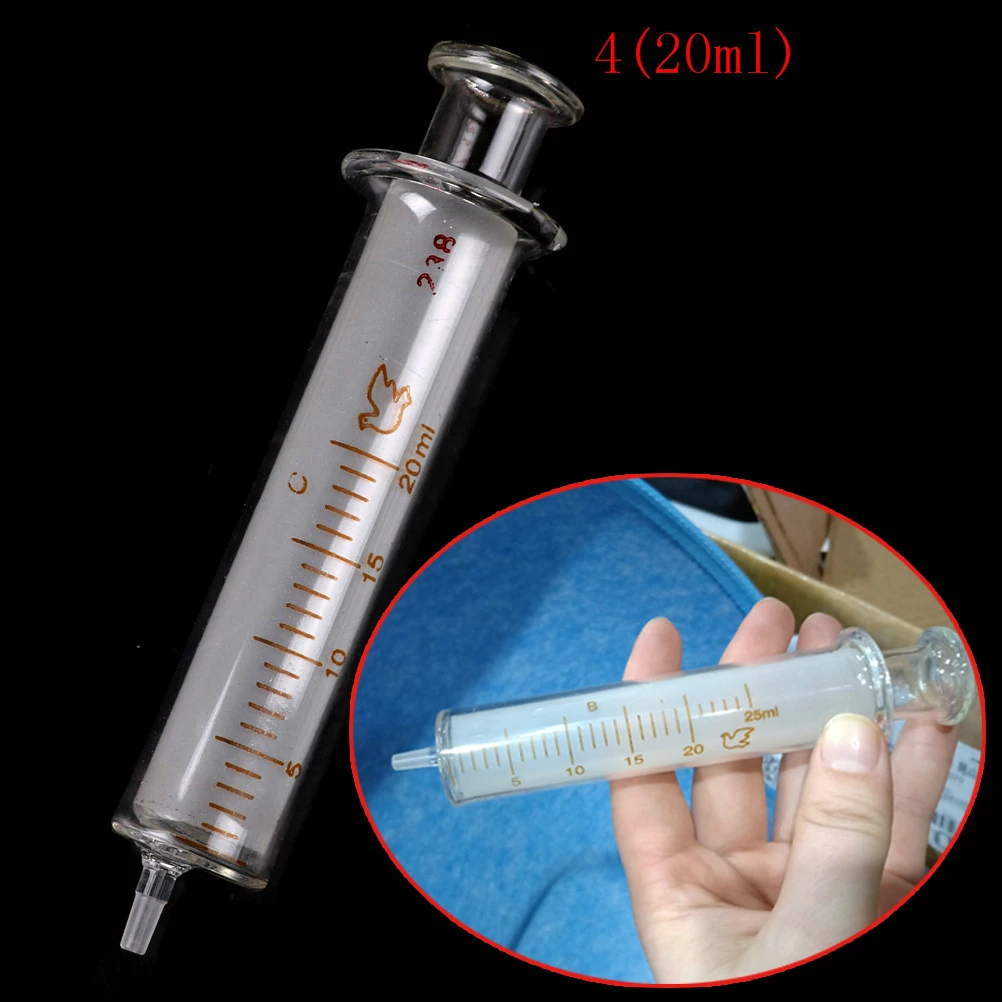 1pcs 2ml 5ml 10ml 20ml  Glass Syringe Injector Sampler Dispensing With Ink Chemical Medicine