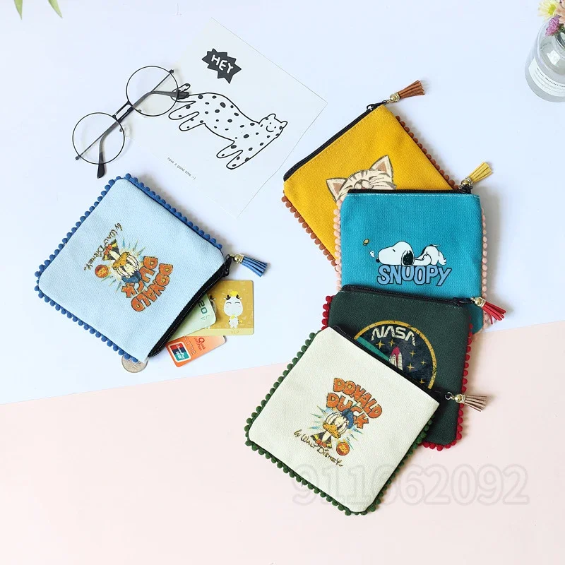 Disney Donald Duck New Women's Coin Purse Fashion Large Capacity Storage Bag Luxury Brand High Quality Canvas Zipper Coin Purse