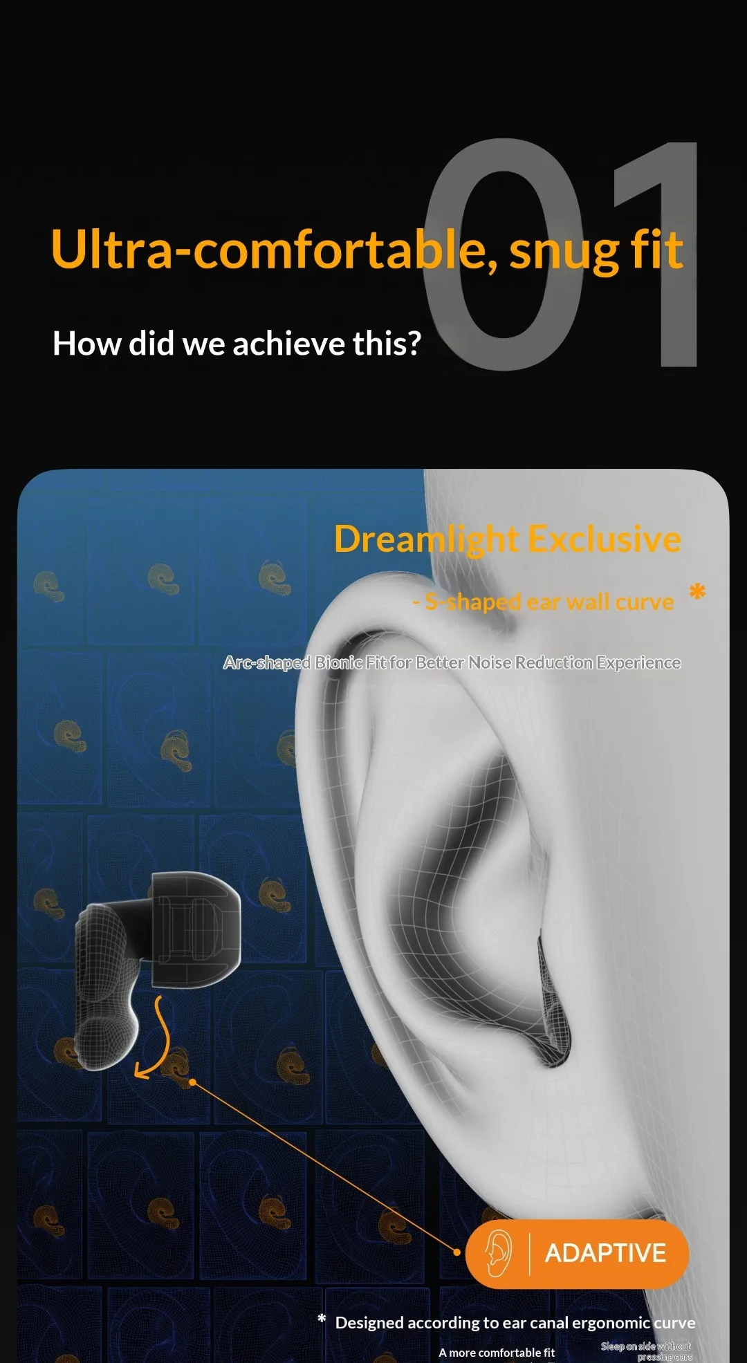 Dreamlight Adaptive Noise-Canceling Earplugs Soft Comfortable Soundproofing Protection Earplugs Set Side Sleeping Artifact