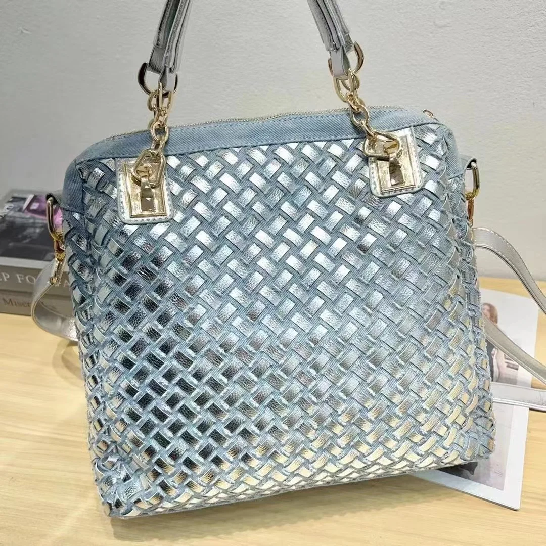 NEW Denim Bags for Women Shoulder Bag Tote Bag with Diamond Jean Handbag Colorful Crystal Crossbody Bag