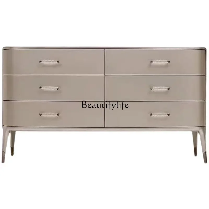 

Light luxury solid wood 6 chest cabinets, American living room entrance hall cabinet drawer cabinet