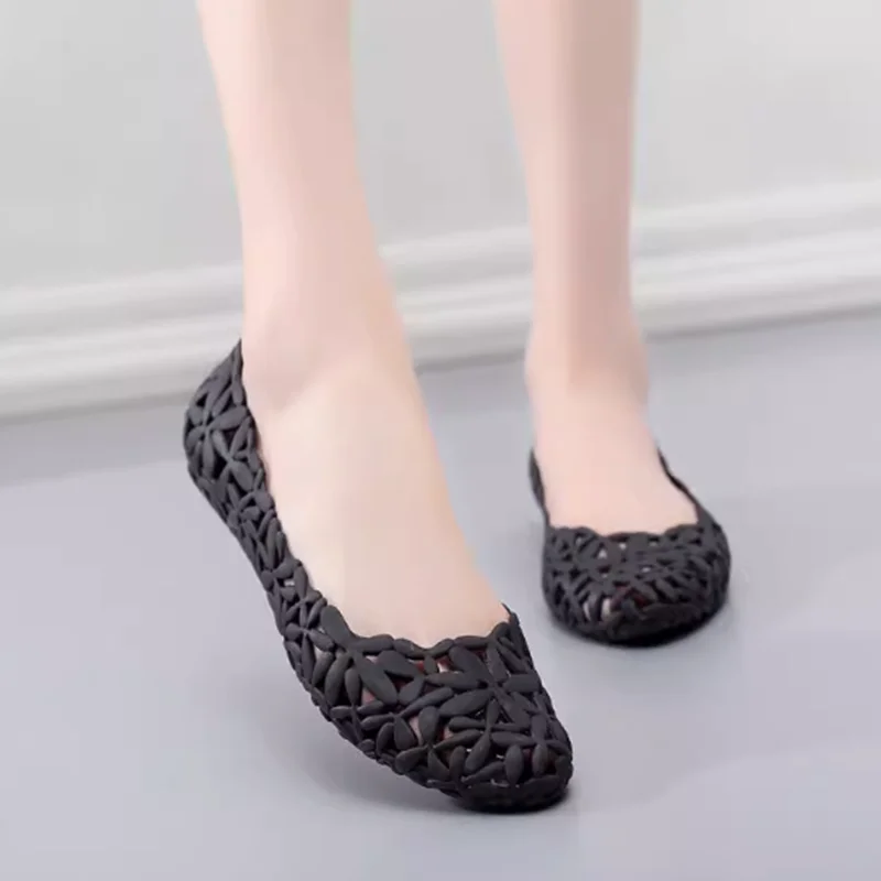 Women Low Price Jelly Shoes Pointed Tip Leisure Slip-On Hollow Breathable Anti-Skip Walking Driving Footwear 36-40 25cm Barefoot