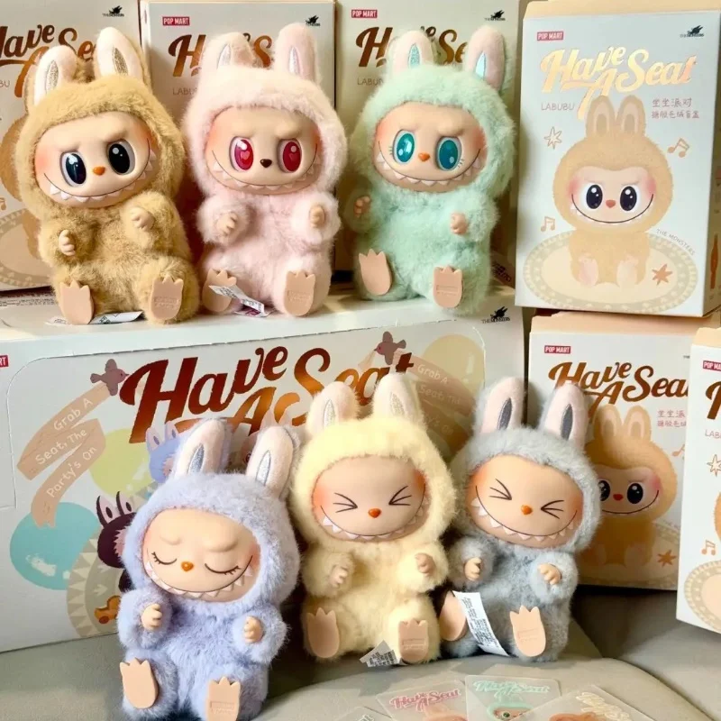 Genuine POPMART Macaron 2nd Generation Labubu Have A Seat Series Vinyl Plush Blind Box Collectible Modle Toy Birthday Gift