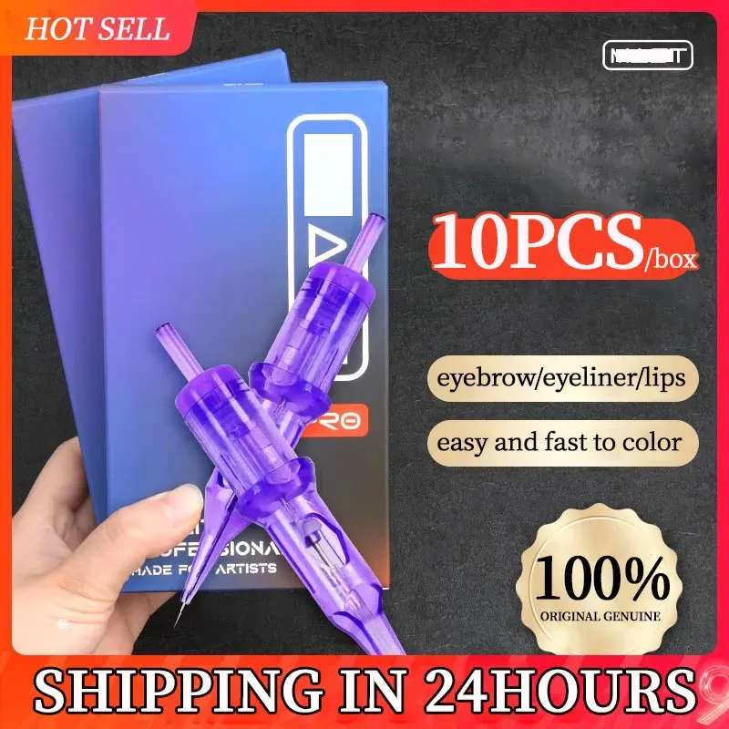 10pcs 0.18mm 1RL Permanent Makeup Tattoo Machine Tools Sterilized Micor Shading Eyebrow Lis Pmu Machine Pen Cartridge Supplies