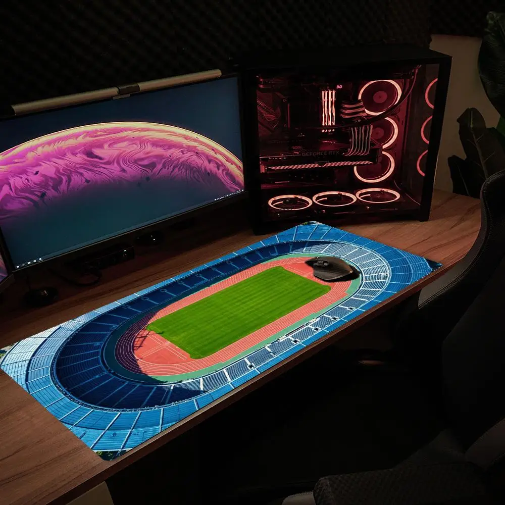 Big Size Gaming Desk Mat Multi Sports Court Stadium Print Mouse Pad Neon Star Arrow Pattern Non Slip Extended Keyboard Mat