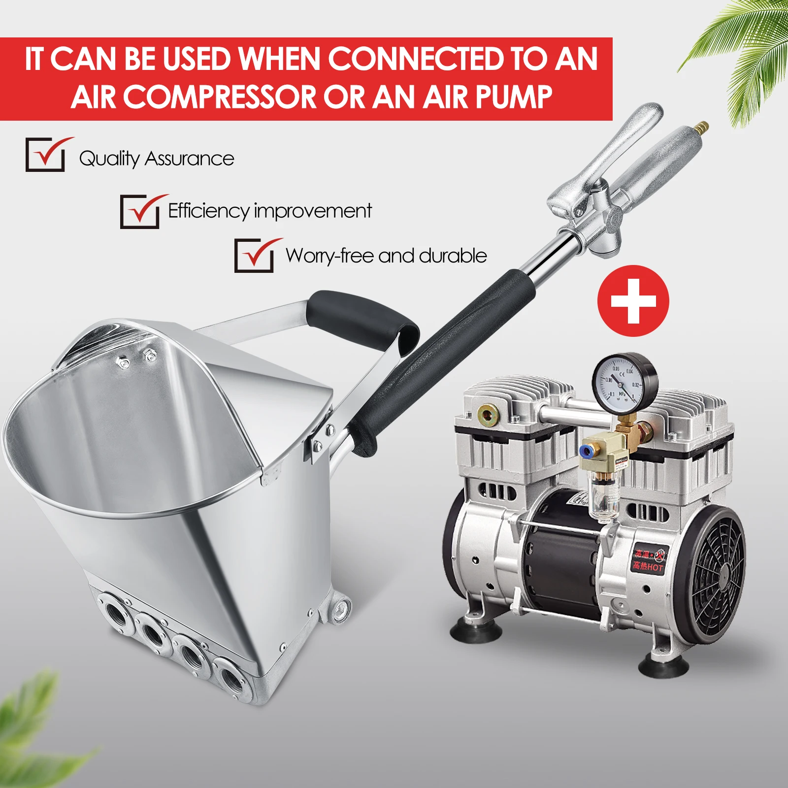 

62cm 4 Jet Cement Spray Gun Wall Stucco Sprayer Plaster Sprayer Mortar Spray Gun Hopper Wall Paint Spray Gun Tool