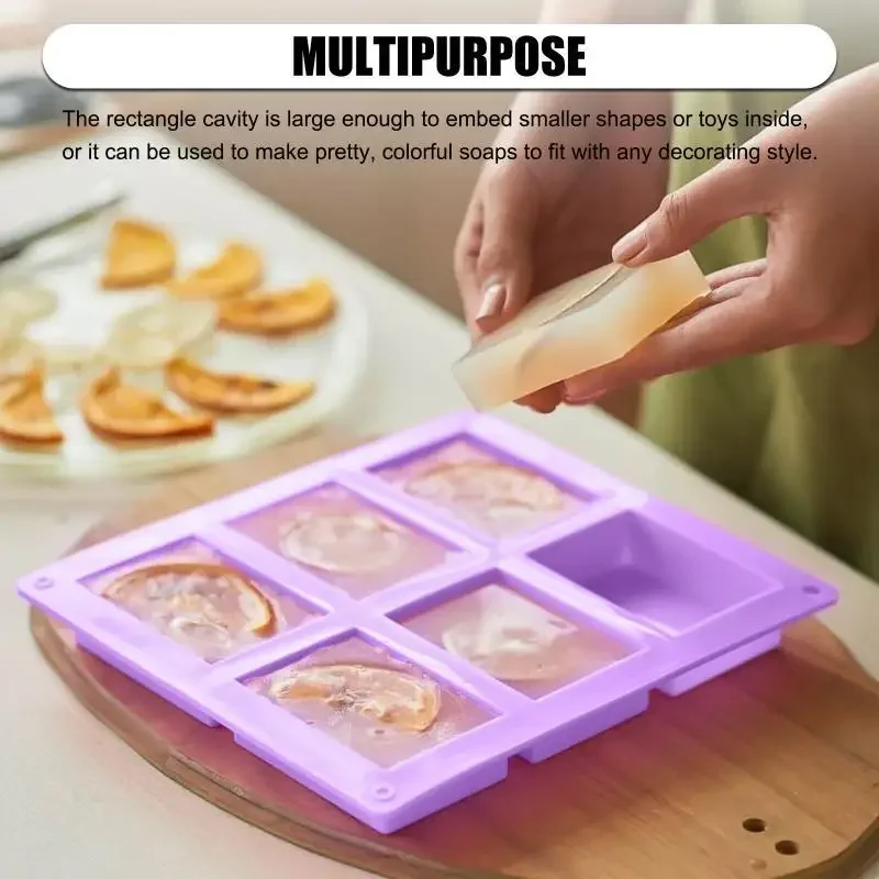 Newest 6 Grids Rectangle Silicone Soap Making Molds DIY Chocolate Mousse Cake Bakeware Ice Cream Mould Tools Birthday Gifts 2023