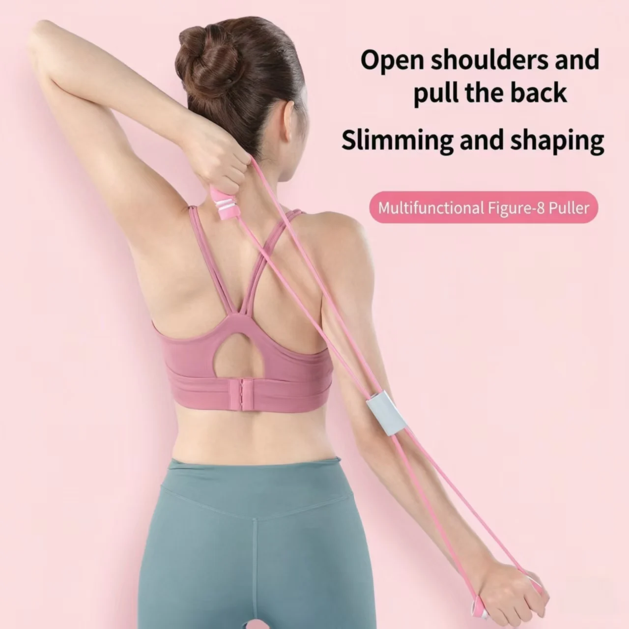 Figure-Eight Pull Rope Exerciser Resistance Band Arm Slimming Fitness Equipment Shoulder Opener Back Trainer for Enhanced Workou