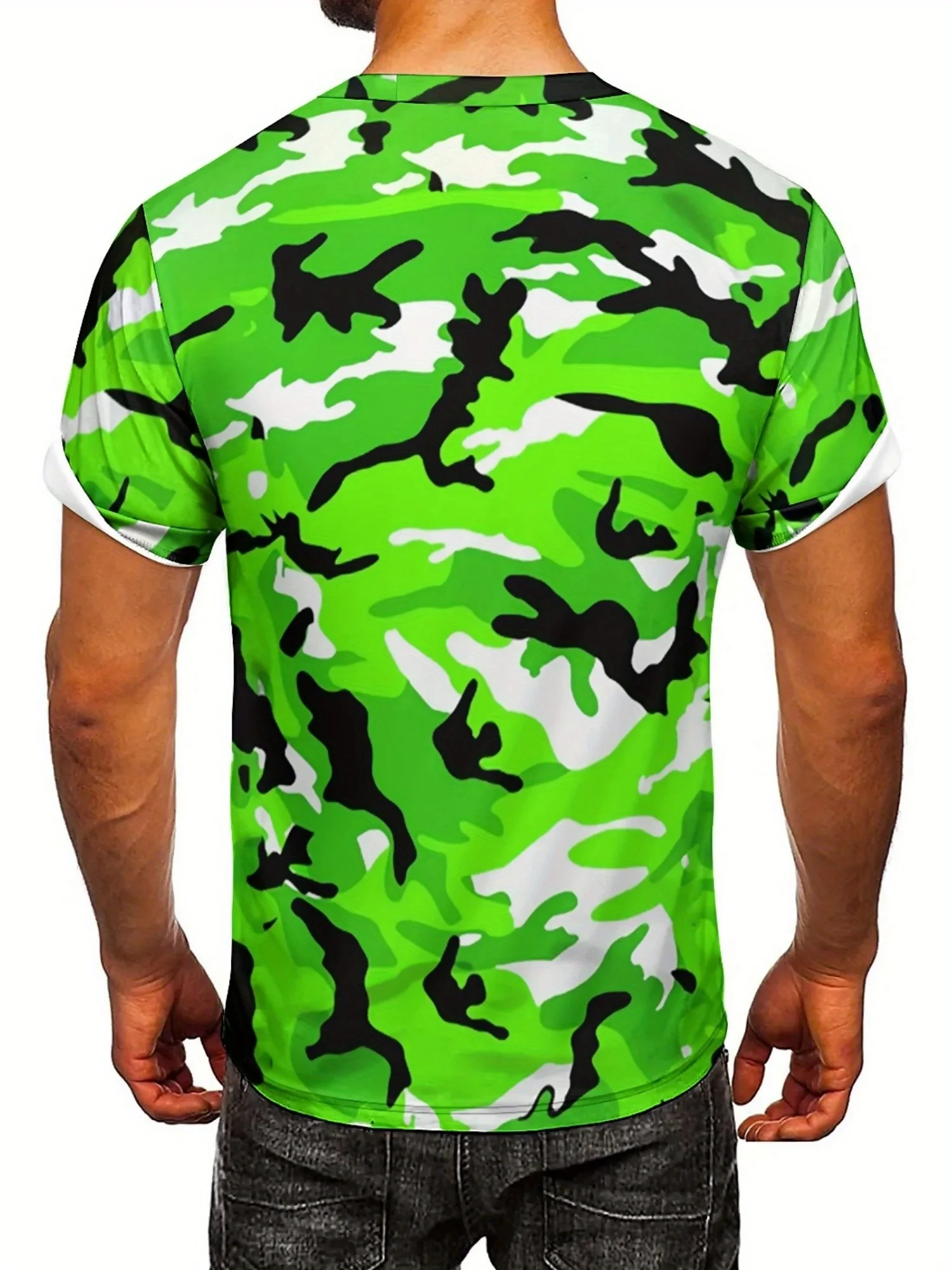 Men's & Women's 3D Print Camouflage Short Sleeve T-Shirt - Lightweight Breathable Polyester, Geometric Camo Design