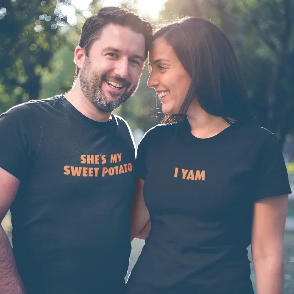 Short Sleeve Print Clothing Women's T-Shirt She's My Sweet Potato T-Shirt I Yam Unisex Matching Shirt Couples Shirt Casual Tee