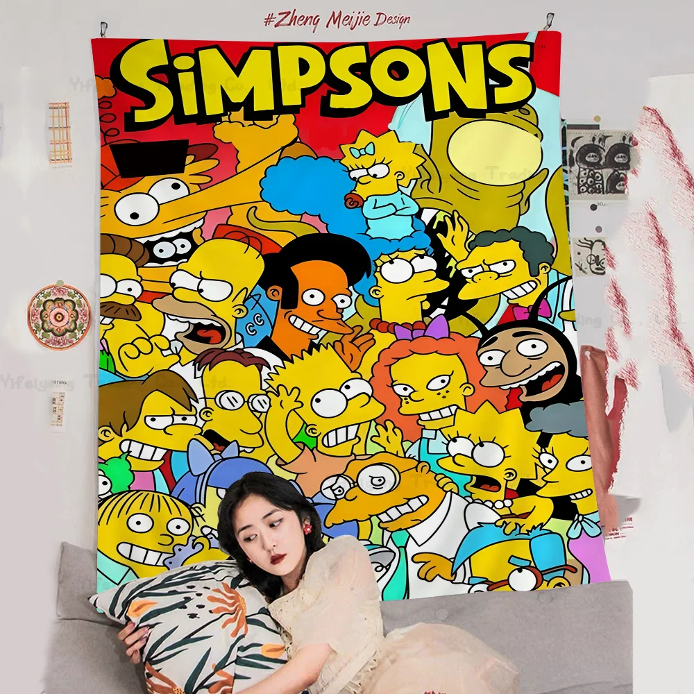 Cartoon T-The Cool S-Simpsons Good Quality Printed Large Wall Tapestry Hanging Tarot Hippie Wall Rugs Dorm Home Decor