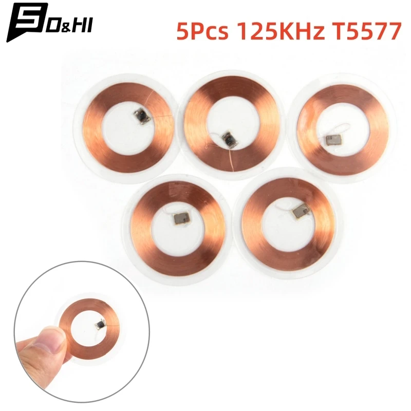 5Pcs 125KHz ID T5577 Beschreibbare Wiederbeschreibbare Kupfer Spule Münze Karte Keyfob RFID Ultra-dünne Handy Zugang karte