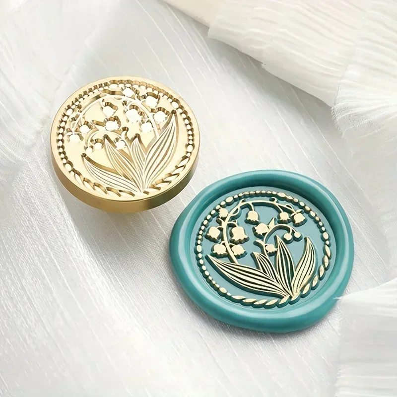 1 Fire Paint Seal Round Plant Series Copper Seal Head Suitable for Envelope Invitation Seal Wine Decoration Invitation Card Seal