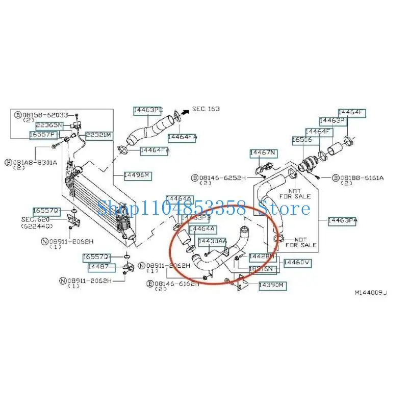 

652F Шланг турбокомпрессора для 14463-5X04B 14463-5X00B 14463-5X02B Трубка интеркулера