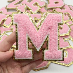 A-Z Big Size Letter Patches on Clothes Pink Color Iron on Patches for Clothing Sewing Stickers Appliques (8CM)