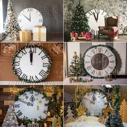 MOON.QG Snowy Christmas Photography Backdrop Clock Gifts Xmas Trees Photozone Background Baby Photo Studio Photocall Supplies