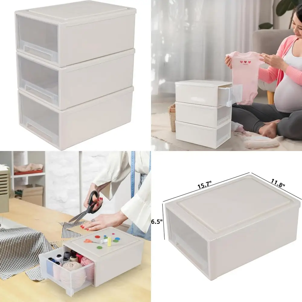 

Компактные штабелируемые пластиковые органайзеры для ящиков — ящики для хранения на 18 литров, 3 упаковки для эффективной экономии места