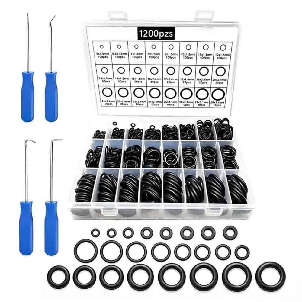 1200 Pcs Waterproof O-Ring Assortment Kit - Rubber Seals for Plumbing, Automotive & General Repairs