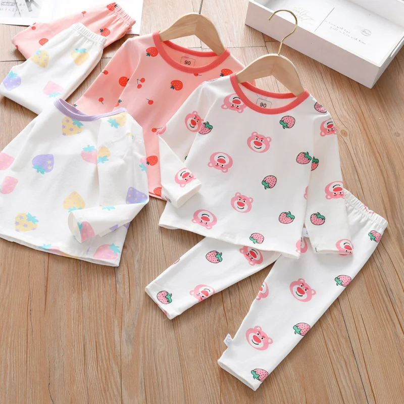 

Kxkm-New Child Baby Autumn Suit Underwear Baby Girl Autumn and Winter Homewear Suit Girls' Pajamas