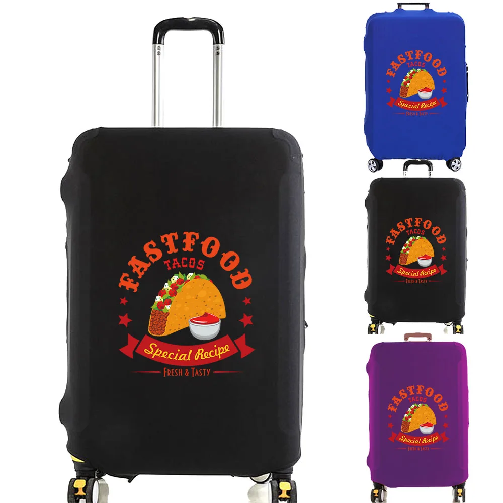 Bagagehoes Kofferbeschermer Fastfood-serie Print Dikkere elastische stofkap voor 18-32 inch trolleykoffer Reisaccessoires