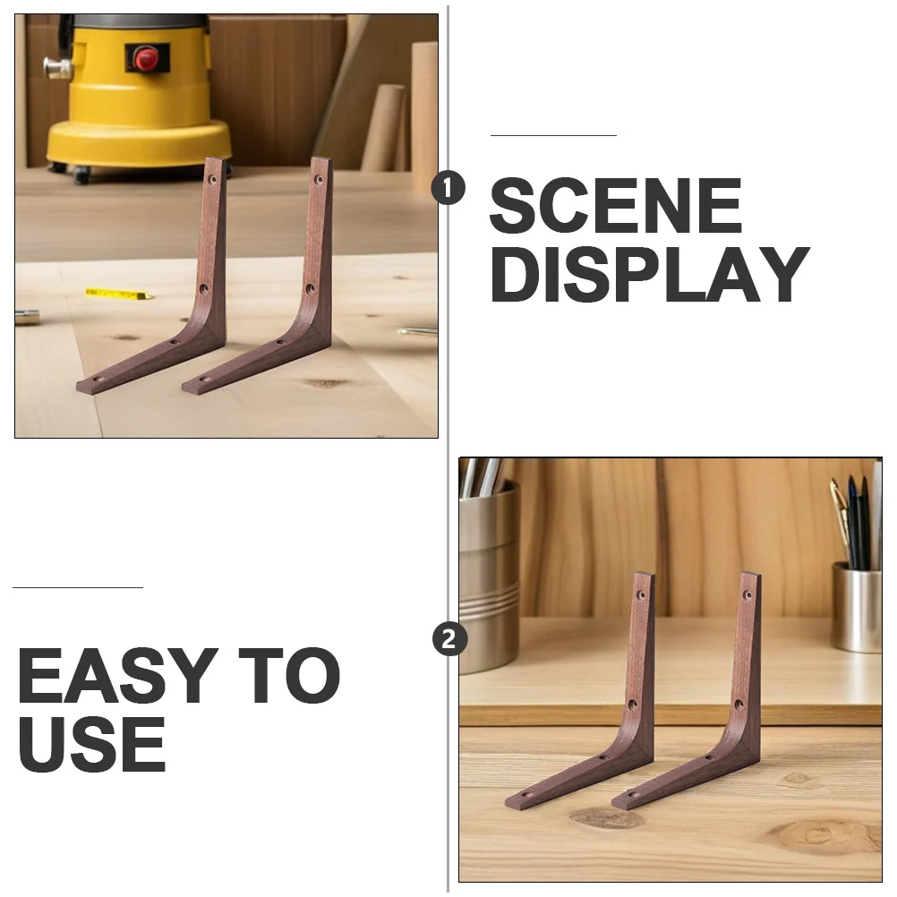 

2Pcs Wooden Shelf Brackets Stable Display Easy Install Rational Design No Burrs Comfortable Feel Shelves Fixing Supports