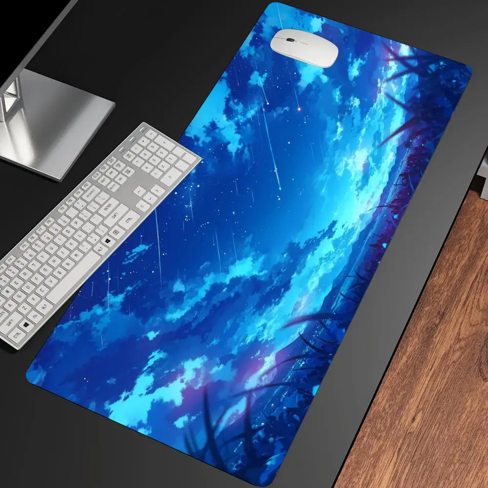 Starry Sky Night Shooting Star Anime Mouse Pad Office Carpet Table Mat Deskpad Gaming Rug Keyboard Pad Desk Decorating Pc Decor