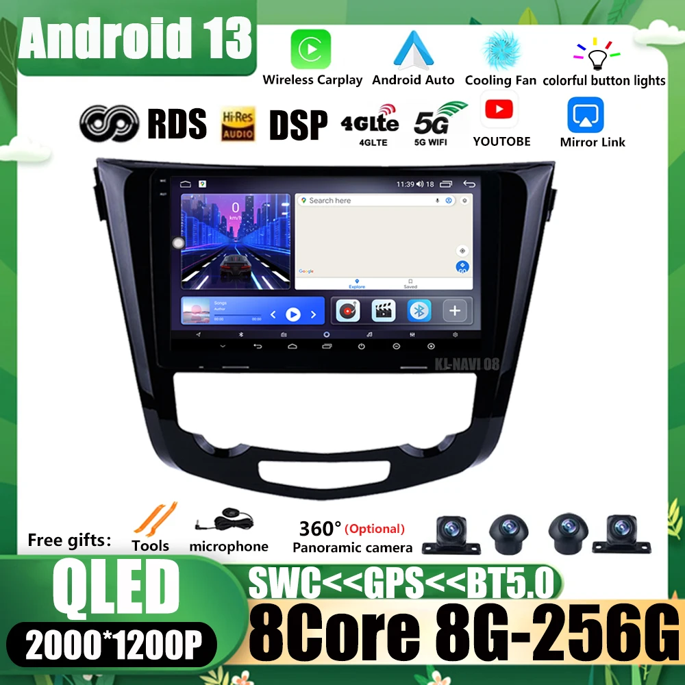 

For Nissan X-Trail xtrail X Trail 3 T32 2013 - 2022 Car Radio 10.1 Inch Android 13 DSP Wireless Carplay Auto Multimedia Video