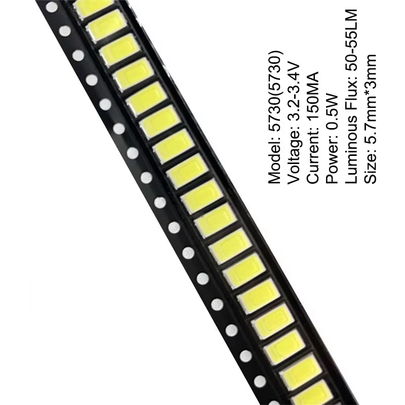 100pcs 5630/5730-CW/WW 0.5W-150Ma 50-55lm 6500K White SMD 5730 5630 LED 5730 Diode(3.2~3.4V) Light Strip