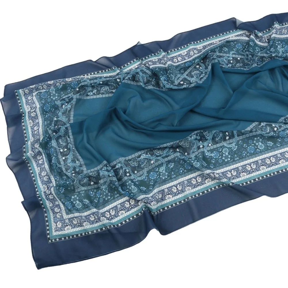 أنيقة الشيفون العرقية نمط وشاح طباعة عمامة إسلامية طويلة 70*170 سنتيمتر رقيقة يلتف شال الإناث #3