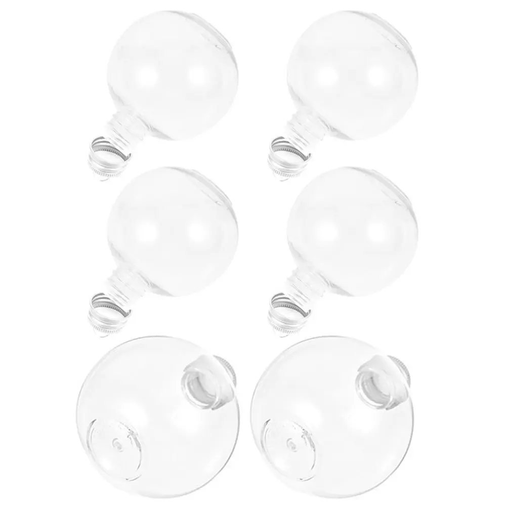 6Pcs Clear Bulb Shaped Bottles Food Grade Pet Sturdy Portable Juice Bottles Airtight Sealing Lids for Milk Coffee Drinks