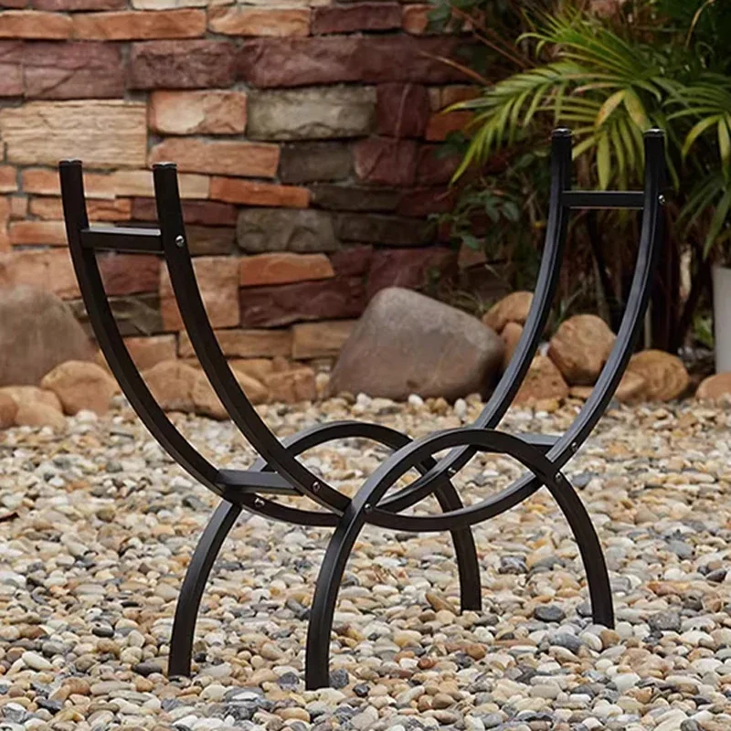 Rastrelliera per legna da ardere per legna da ardere, scaffale per legna da ardere, scaffale per legna da ardere, in ferro battuto, per la casa, impilabile, cestino per legna da ardere