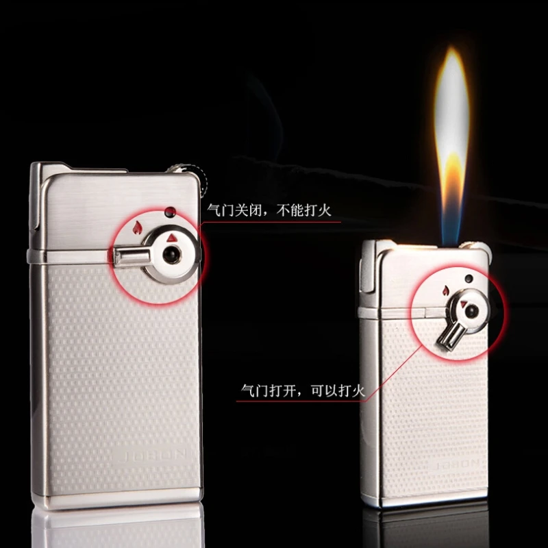 New  Jobon Double Flame Deformation Wheel Lighter Metal Blue Flame Cigar Inflatable Windproof Lighter Smoking Men Exquisite Gift