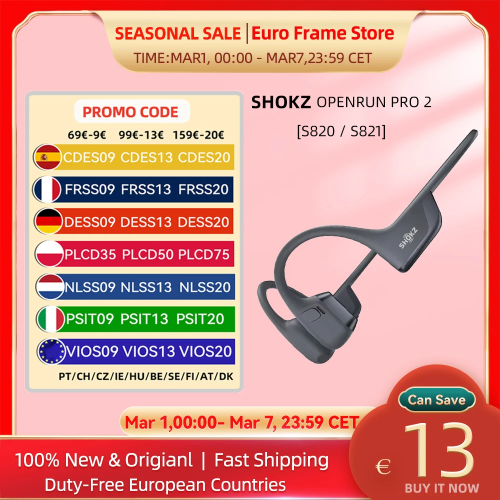 SHOKZ OpenRun Pro 2 S820/S821 auriculares deportivos auriculares abiertos Bluetooth 5,3 micrófono con cancelación de ruido IP55 impermeable