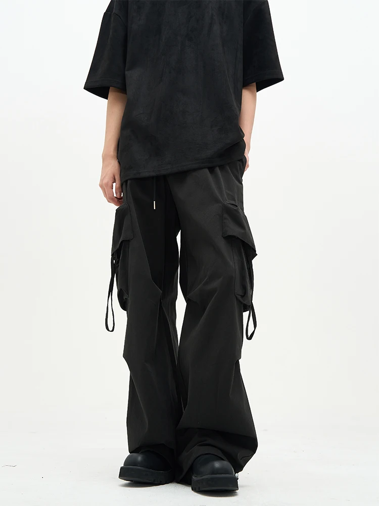 Loose Cotton Workwear Trousers for Men with Multiple Pockets American Retro Paratrooper Style Casual Pants for Couples