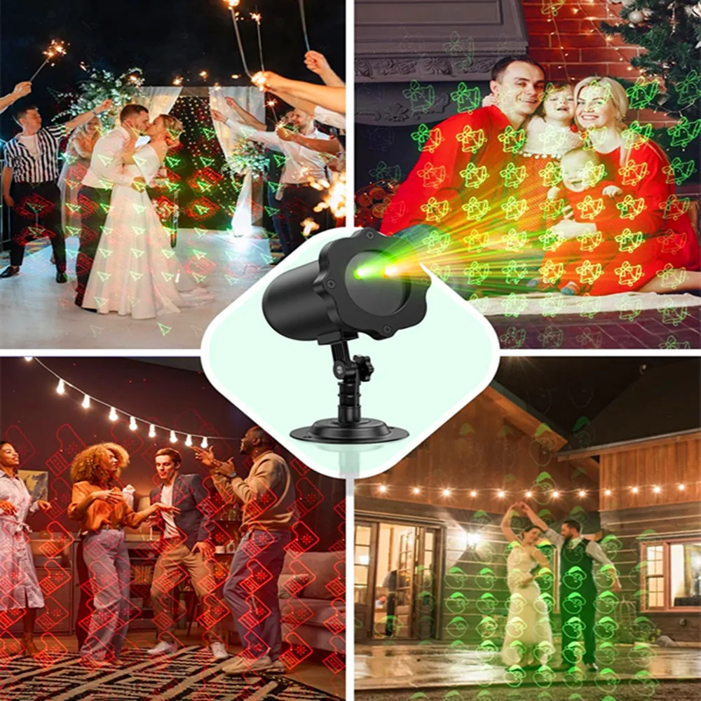 عيد الميلاد النجوم جهاز عرض ليزر أضواء في الهواء الطلق الأحمر الأخضر تتحرك ستار دش مقاوم للماء حديقة عطلة ديكور الحفلات مع جهاز التحكم عن بعد