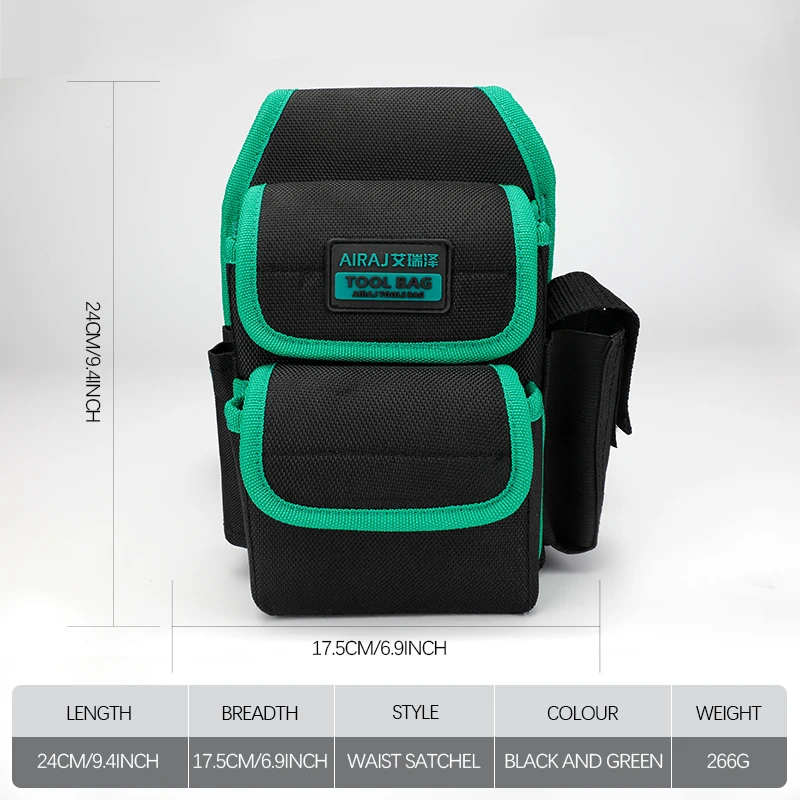 AIRAJ Tool bag multi-pocket oxford cloth wear-resistant thickened electrician's waist bag maintenance special hardware tool bag