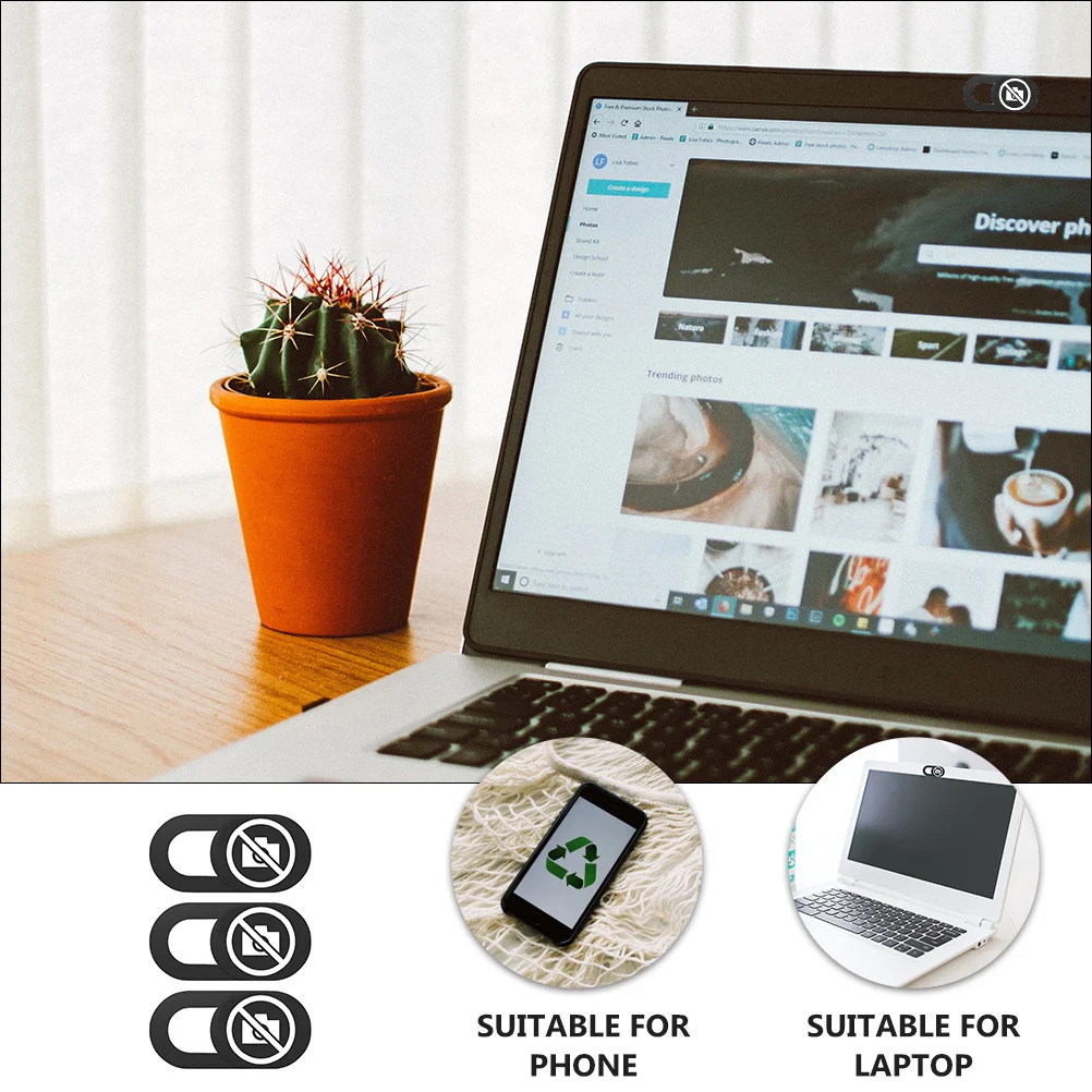 

3pcs Webcam Slide No Photo Pattern Slim Cover Sticker For Laptop Webcam Durable Ultra-Thin Adhesive Privacy