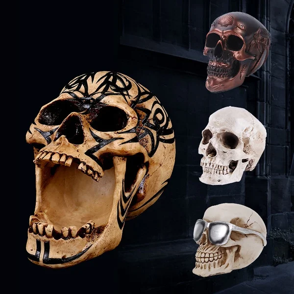 

Personalized Human Skeleton Figurine Home Decoration Resin Artware Horrible Skull Head Ornament Halloween Supplies Table