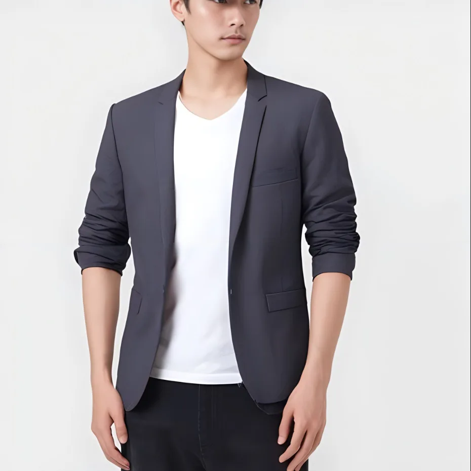 4-A98  Men\'s Suit Casual Slim-fit Business Long-sleeved Jacket Top Single West Student Sm