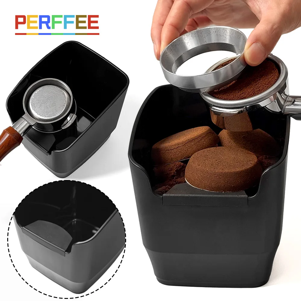 Coffee Knock Box Enlarged Bevel Coffee Grind Dump Bin Anti-slip Espresso Pucks Container Espresso Grounds Organizer Barista Tool