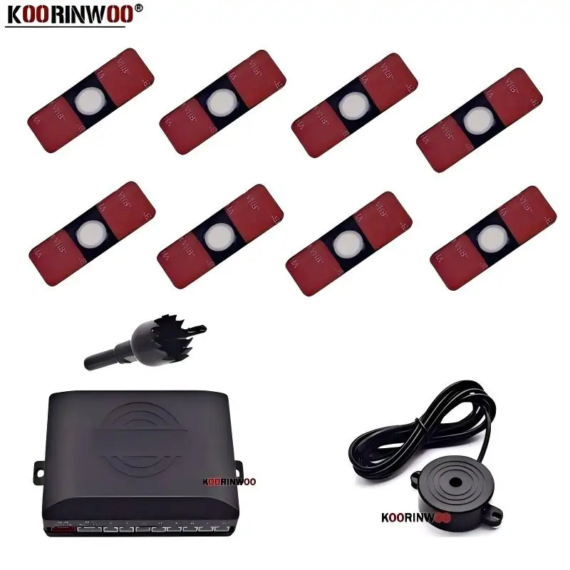 OOWLIVEE Front with Back Parking Sensor 8 Car Sensors Original 16.5mm Flat Parktronics For Cars Alarm System Parking Assistance