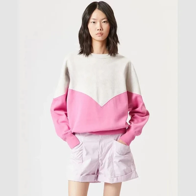 Suéter de cuello redondo de lana para mujer, clásico de invierno, flocado, Color contrastante, a juego, nicho francés, nuevo