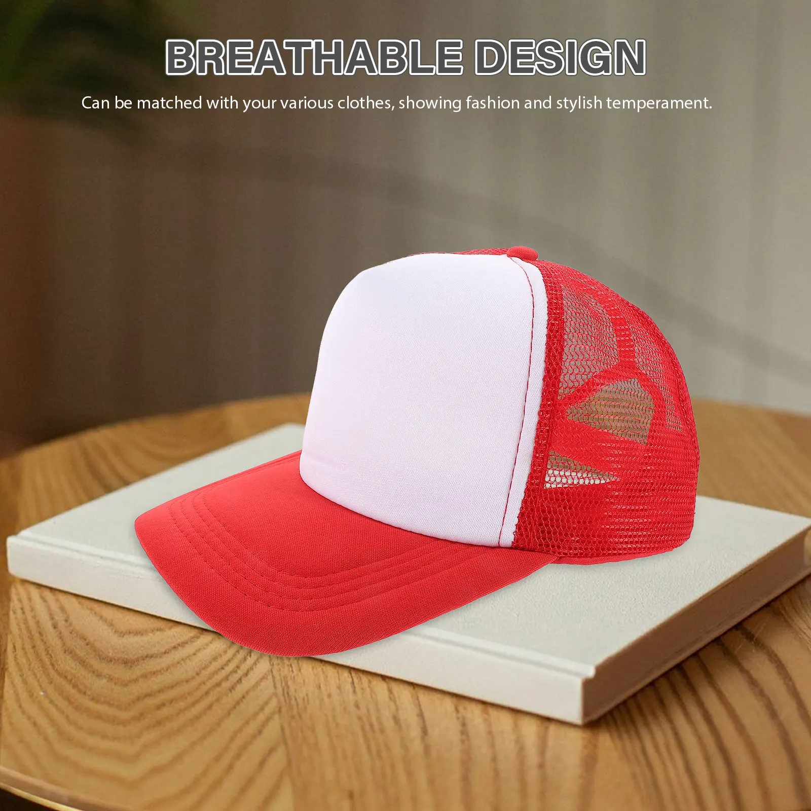 10Pcs Blank Mesh Baseball Hat DIY Sublimation Cap for Custom Design Printing Washable Reusable Fashion Summer Accessory