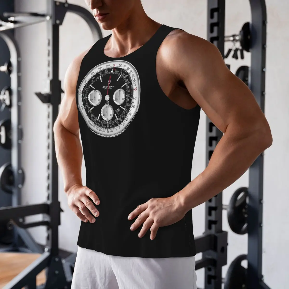 

Quick Dry Black Luxury Watch Face Gym Tank Muscle Sleeveless Shirt Bodybuilding Breathable Vest