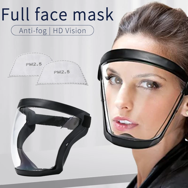 Kitchen Tools Full Face Shield Oil-splash Proof Windproof Mask Protection Glasses Dusting Mask transparent face mask