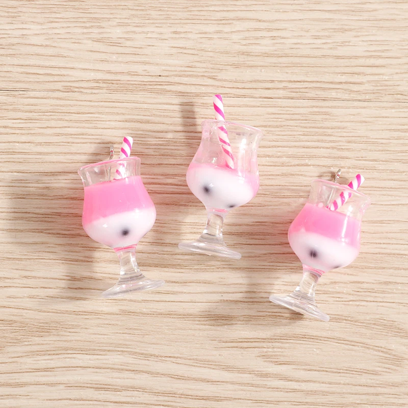 Tusember 10 Stück 3D Eiscreme Harz Bubble Tea Anhänger DIY Zubehör für Schlüsselanhänger, Armbänder, Ohrringe, Anhänger zur Schmuckherstellung – Detail 6