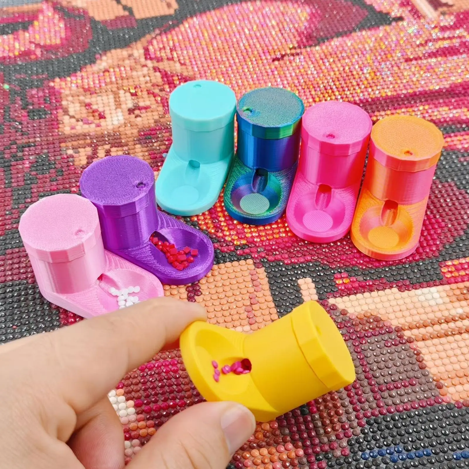 

Rhinestone Art Trays With Lids 7 Pieces 3D Printed Organizer Rhinestone Art Bead Sorting Box For DIY Enthusiasts Beginners