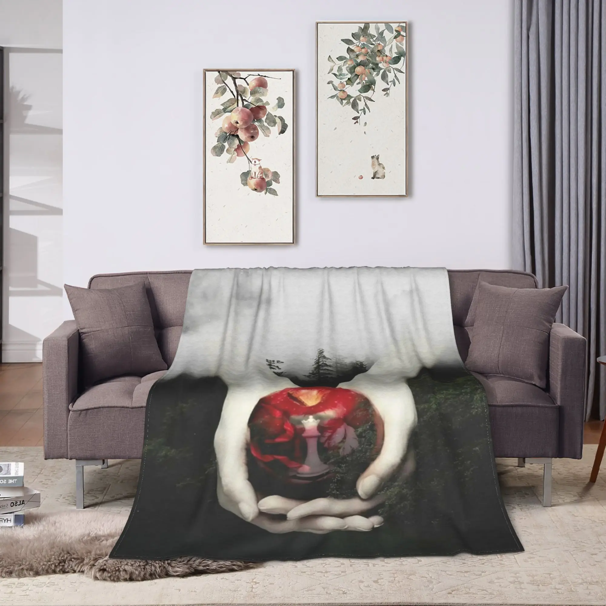 Warm Soft Blanket Camping The Twilight Hands Holding Red Apple Throw Blanket  Flannel Bedspread For Home Decor Bed Cover